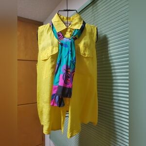 Womens sleevless silk shirt with coordinating Liz Claiborne scarf.
